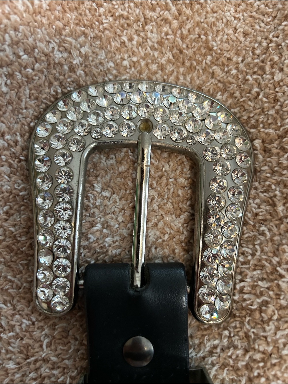 B.B Simon L Swarovski Crystal Bling Belt Cow Hide leather - Picture 3 of 12